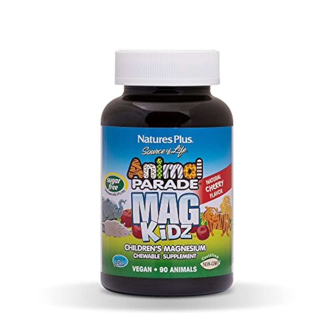 Natures Plus - 90 Masticables Animal Parade MagKidz – Libre de azúcar, 1, 90