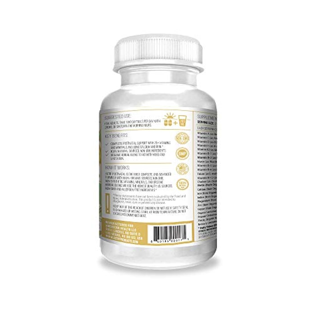 Actif Vitamina postnatal orgánica con más de 25 vitaminas