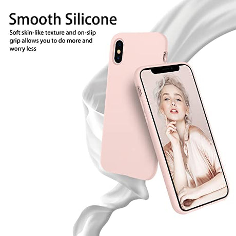 OTOFLY Funda de goma de gel de silicona líquida a prueba de golpes para iPhone Xs/iPhone X, antiarañazos y huellas dactilares, compatible con iPhone X/iPhone Xs de 5.8 pulgadas (2018), (rosa tiza)
