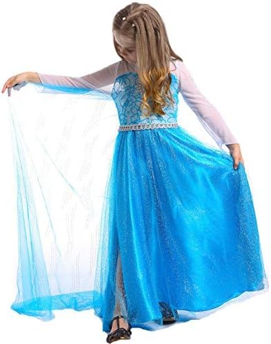 Vestido Elsa Larga Manga Princesa con Accesorios Halloween