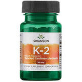 Swanson Natural Vitamina K2 (Menaquinone-7 al 100% con tela de algodón de pato de Natto) 50 mcg 30 sgels