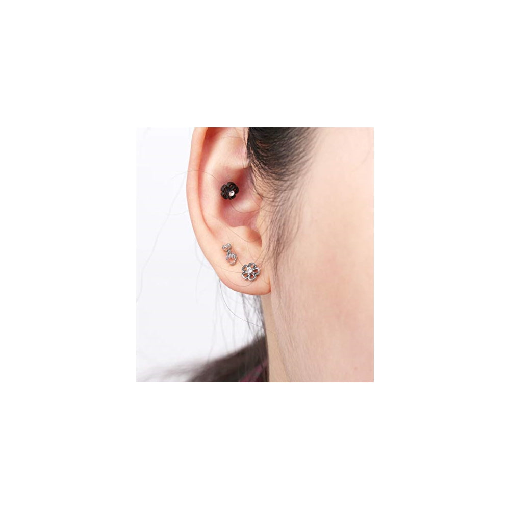 Aretes de Tornillo en bola de acero quirúrgico para mujeres