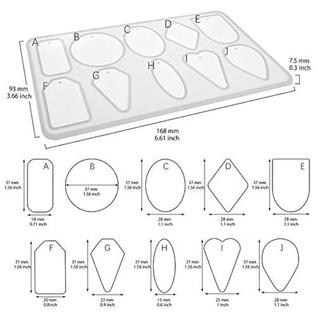 FUNSHOWCASE - Molde de silicona epoxi con agujeros para arcilla polimérica de hormigón y yeso, 10 cavidades