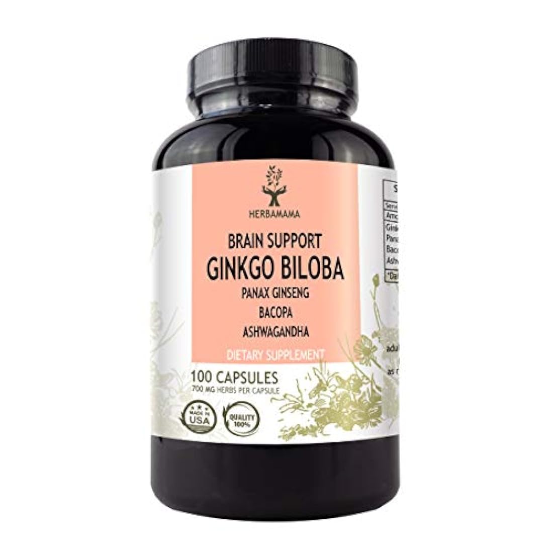Suplemento cerebral 1400 mg por porción Relleno de Ginkgo