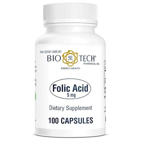 Ácido fólico farmacal Bio-Tech (5 mg, 100 unidades)
