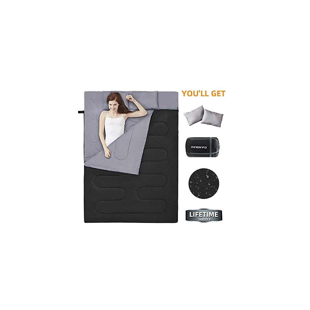 Saco de Dormir Doble Ligero Impermeable con 2 Almohadas
