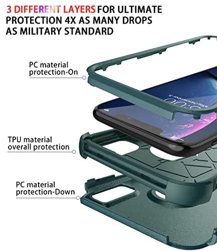 Diverbox Funda para iPhone Xr [a prueba de golpes, a prueba de gotas] [a prueba de polvo], resistente protección para Apple iPhone XR (verde oscuro)