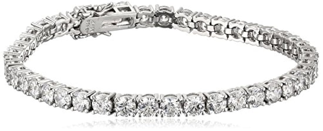 Pulsera de tenis de corte redondo de plata