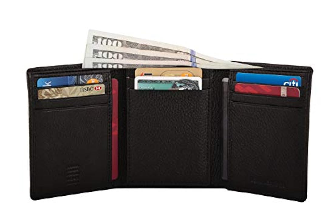 Carteras Tríptico de cuero para hombres Diseño delgado RFID
