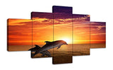 Lienzo decorativo con diseño de delfín al atardecer