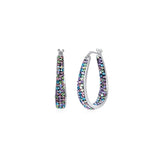 Aretes de aro ovalados chapados en plata