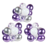 Globos de confeti color metal púrpura y plata