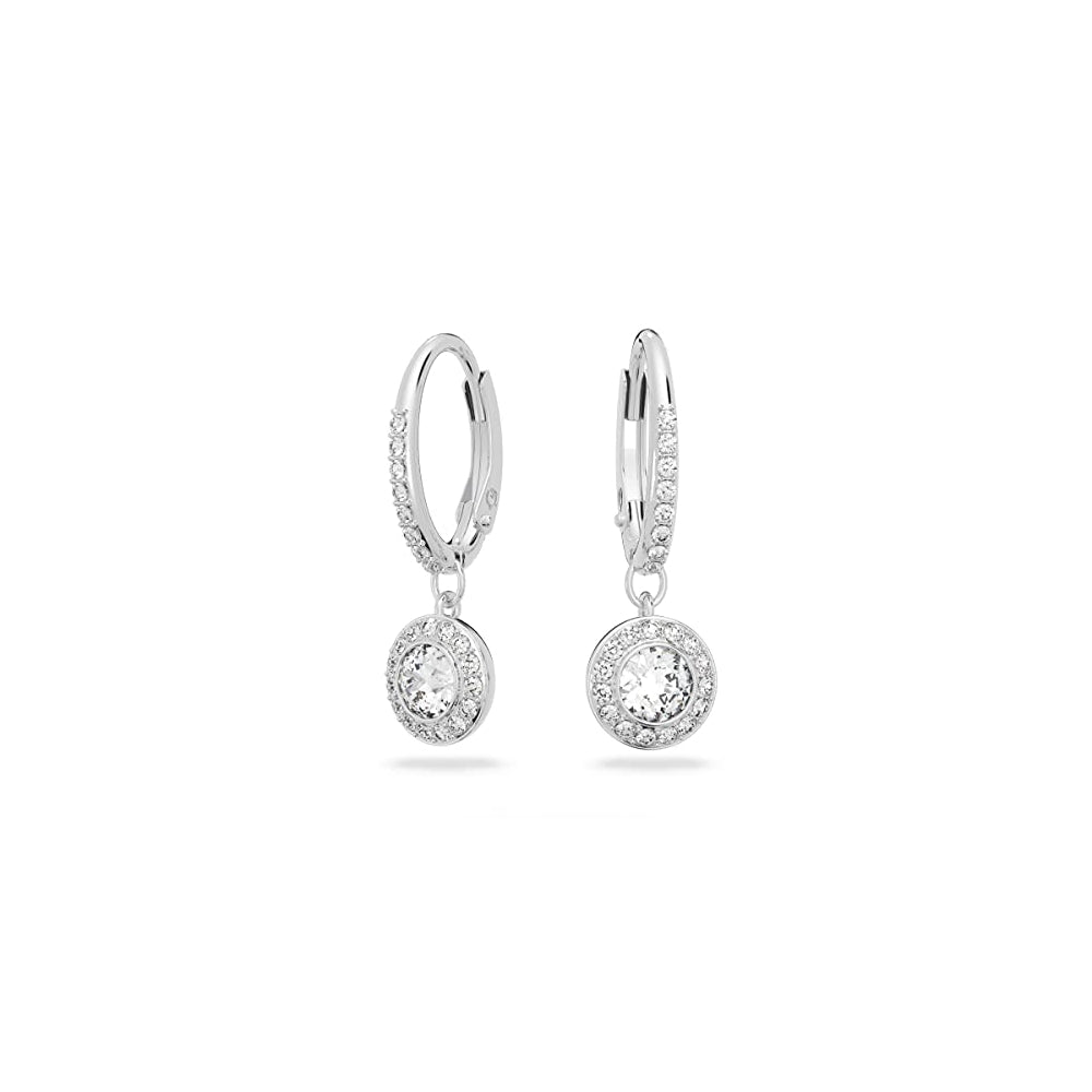 Aretes de cristal angelical acabado en tono rodio