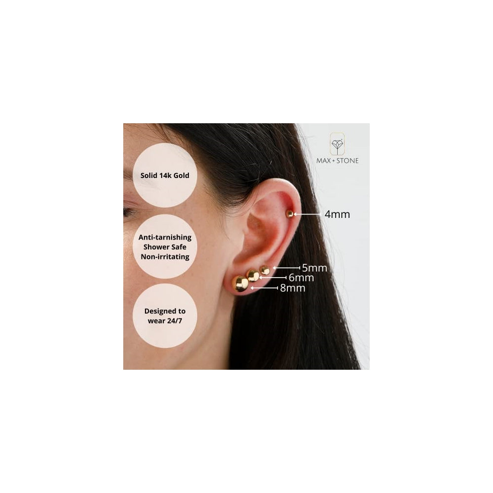 Aretes redondos de media botón o bola completa para mujer