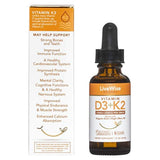 Vitamina D3 con gotas líquidas K2 para una mejor absorción