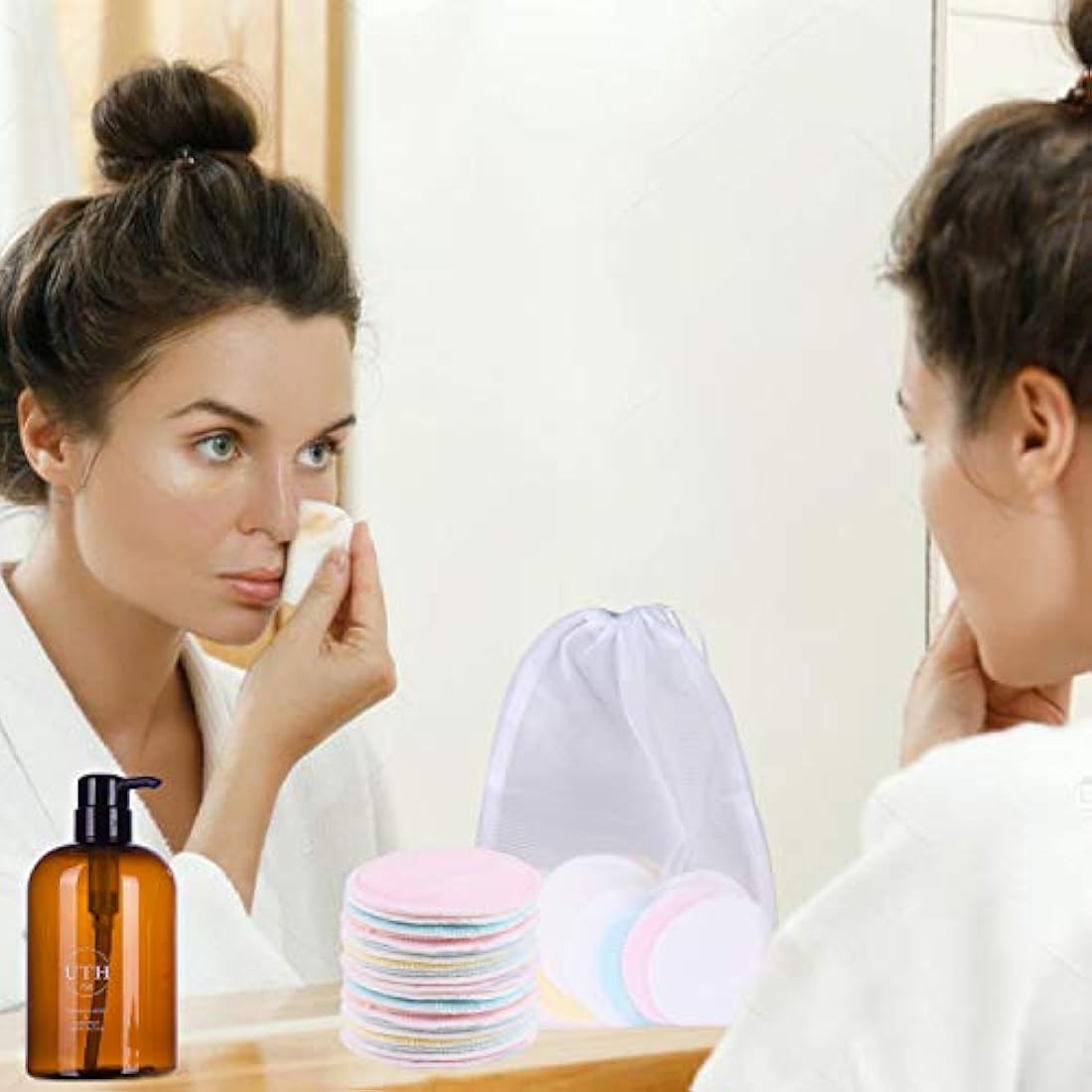 Almohadillas de maquillaje reutilizables,  16 unidades