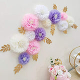 Paquete de 12 flores de papel de seda de color rosa y blanco