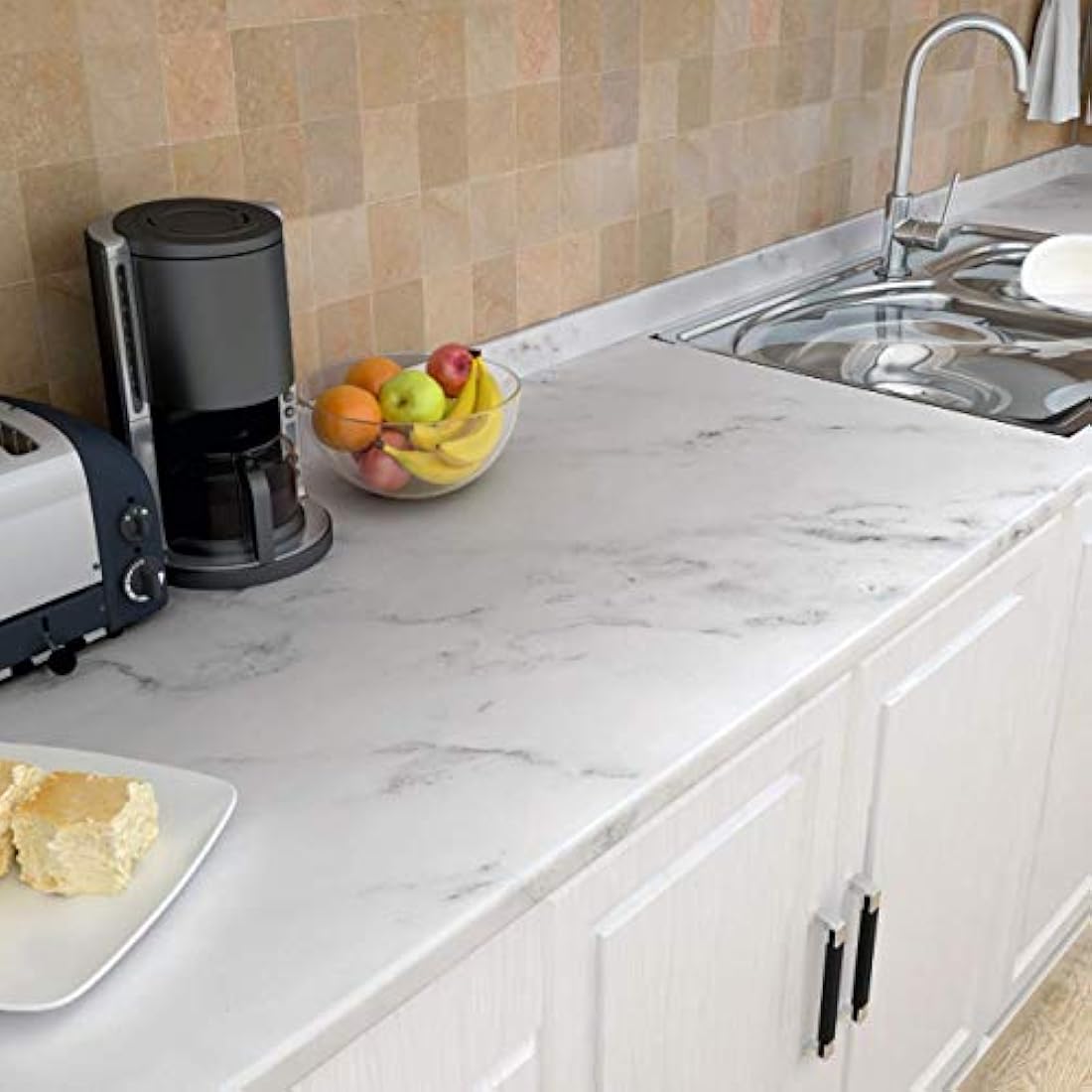 papel  autoadhesivo modelo mármol gris blanco y gris