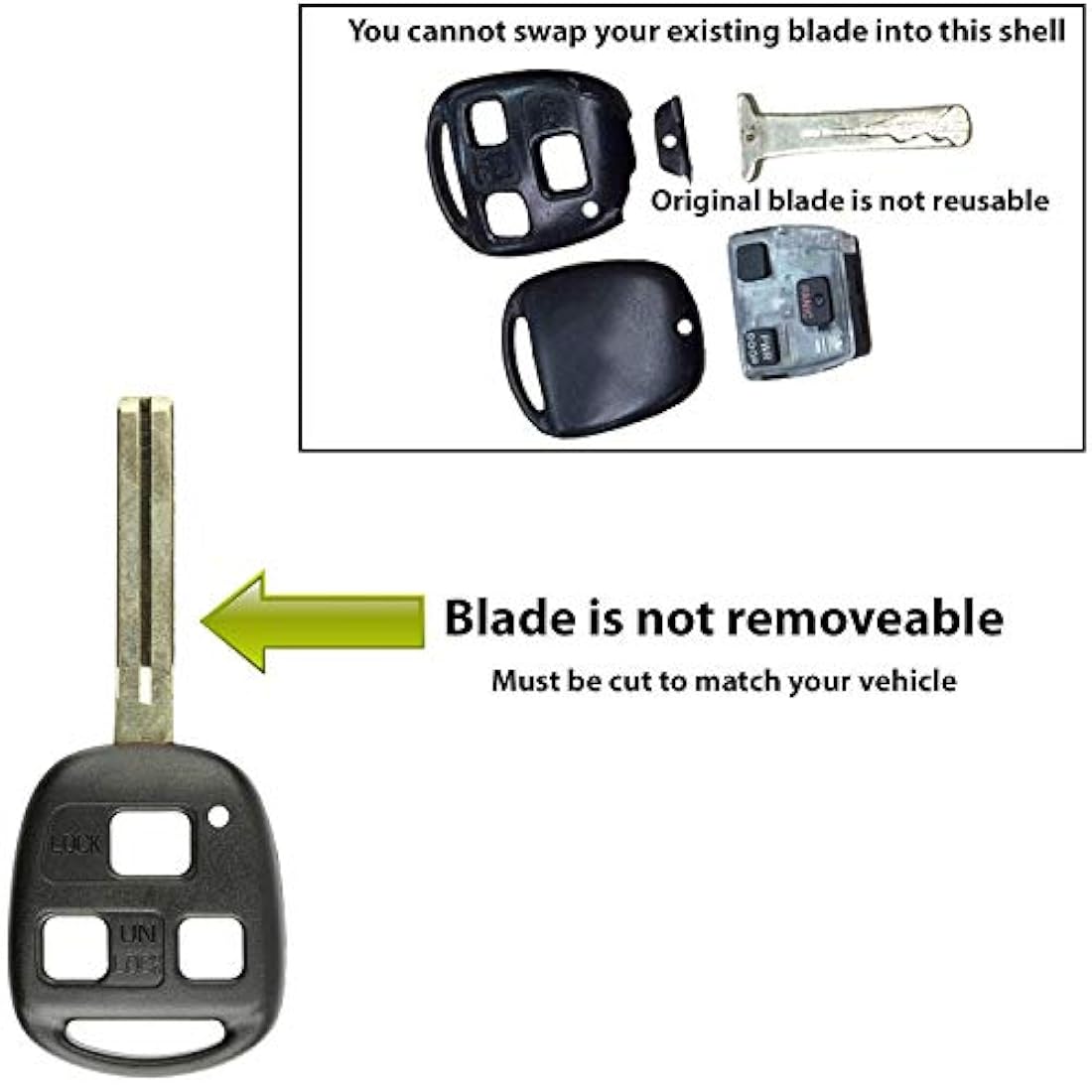 Carcasa para llavero de acceso remoto sin llave  Negro