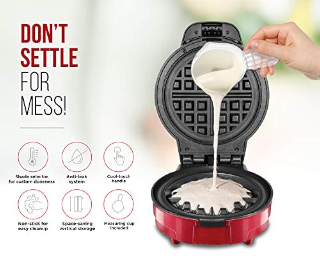Chefman - Waffle belga antidesbordamiento, , , Rojo