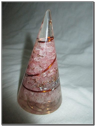 Exquisito Cuarzo Rosa Antena Orgone Cono Chakra Cristal