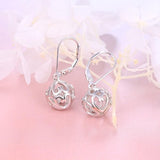 Pendientes colgantes de plata con forma de corazón