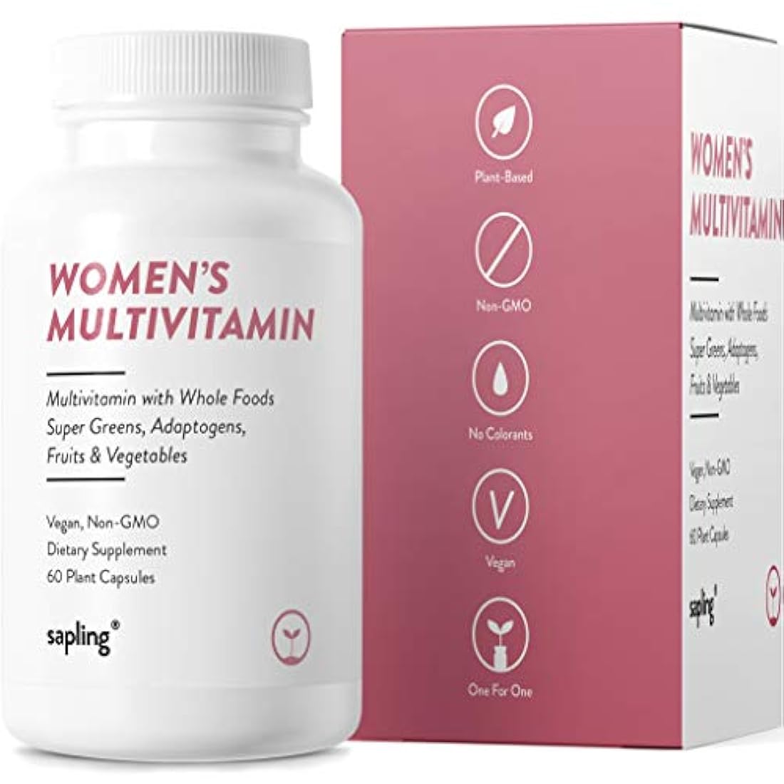 Multivitamínico para las mujeres Suplemento diario - con vitaminas de alimentos integrales, a base de plantas, frutas y verduras orgánicas. Vitamina A, complejo B, C, D3, E, K2 pimienta negra. Vegano y sin OMG - 60 cápsulas.