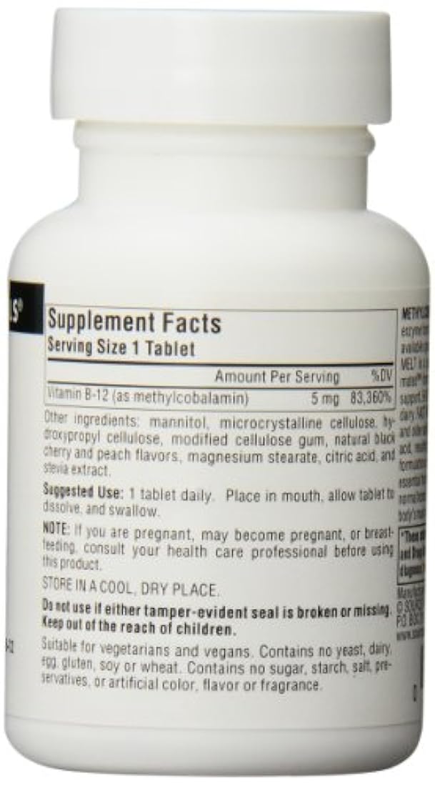 Fuente Naturals Methylcobalamin, Vitamina B-12, 60 tab