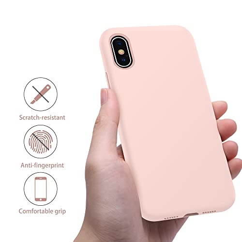 OTOFLY Funda de goma de gel de silicona líquida a prueba de golpes para iPhone Xs/iPhone X, antiarañazos y huellas dactilares, compatible con iPhone X/iPhone Xs de 5.8 pulgadas (2018), (rosa tiza)