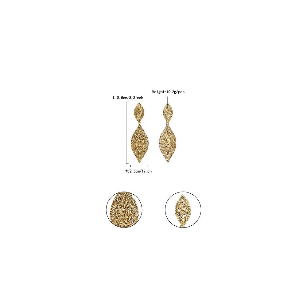 Aretes colgantes de 2 hojas con cristales para novia
