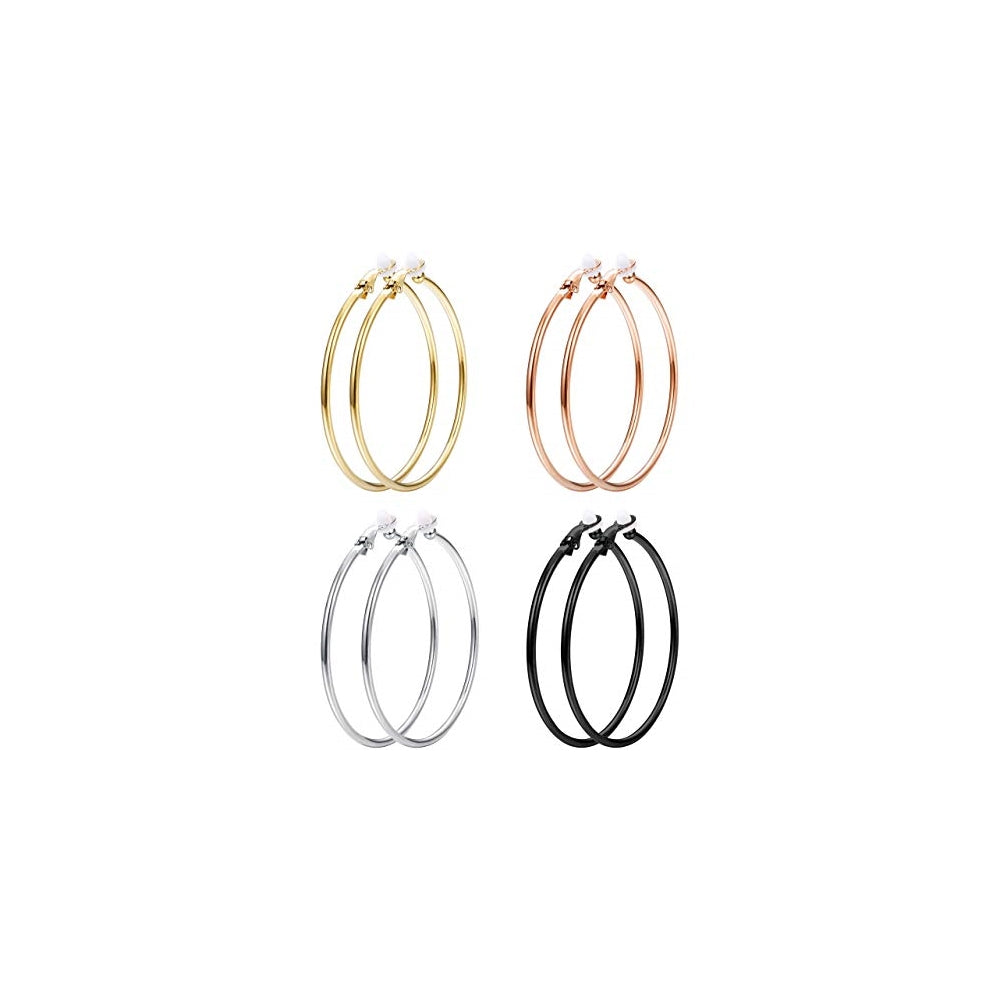 Aretes de aro con clip para mujer