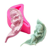 HiParty - Molde de silicona con alas, diseño de ángel de dormir, para decoración de tartas, chocolate, caramelo, jabón y arcilla