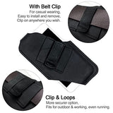 TobbinGear Funda de cuero para teléfono celular con clip para cinturón, bolsa de cuero para cinturón, funda universal de cuero para teléfono, soporte para iPhone, funda de teléfono celular, color negro mediano