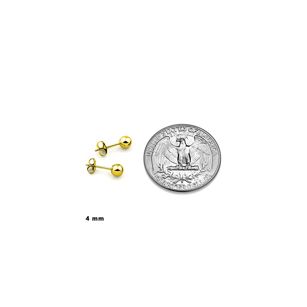 Aretes de bola de oro de 14 quilates para mujer