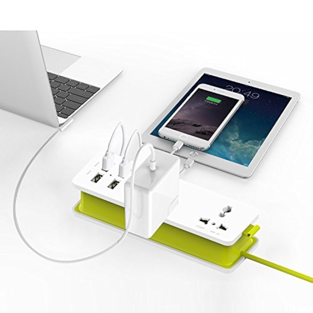multifuncional Travel Power Strip, Verde