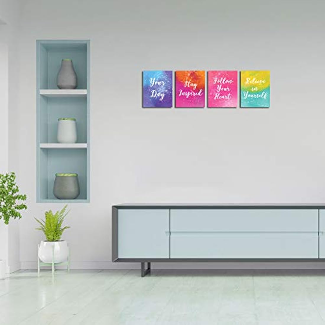 Inspirational Wall Art - Juego de 4 pósteres con citas