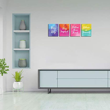 Inspirational Wall Art - Juego de 4 pósteres con citas