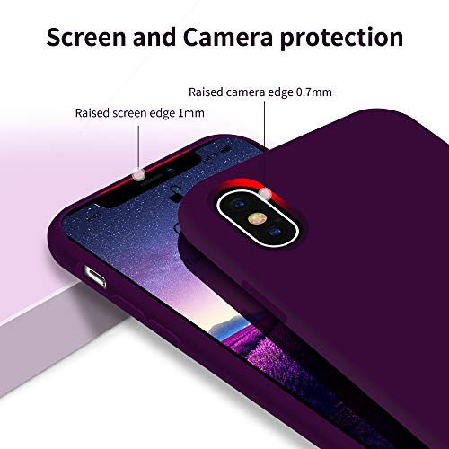 OTOFLY Funda de goma de gel de silicona líquida a prueba de golpes para iPhone Xs/iPhone X, antiarañazos y huellas dactilares, compatible con iPhone X/iPhone Xs de 5.8 pulgadas (2018), (morado)