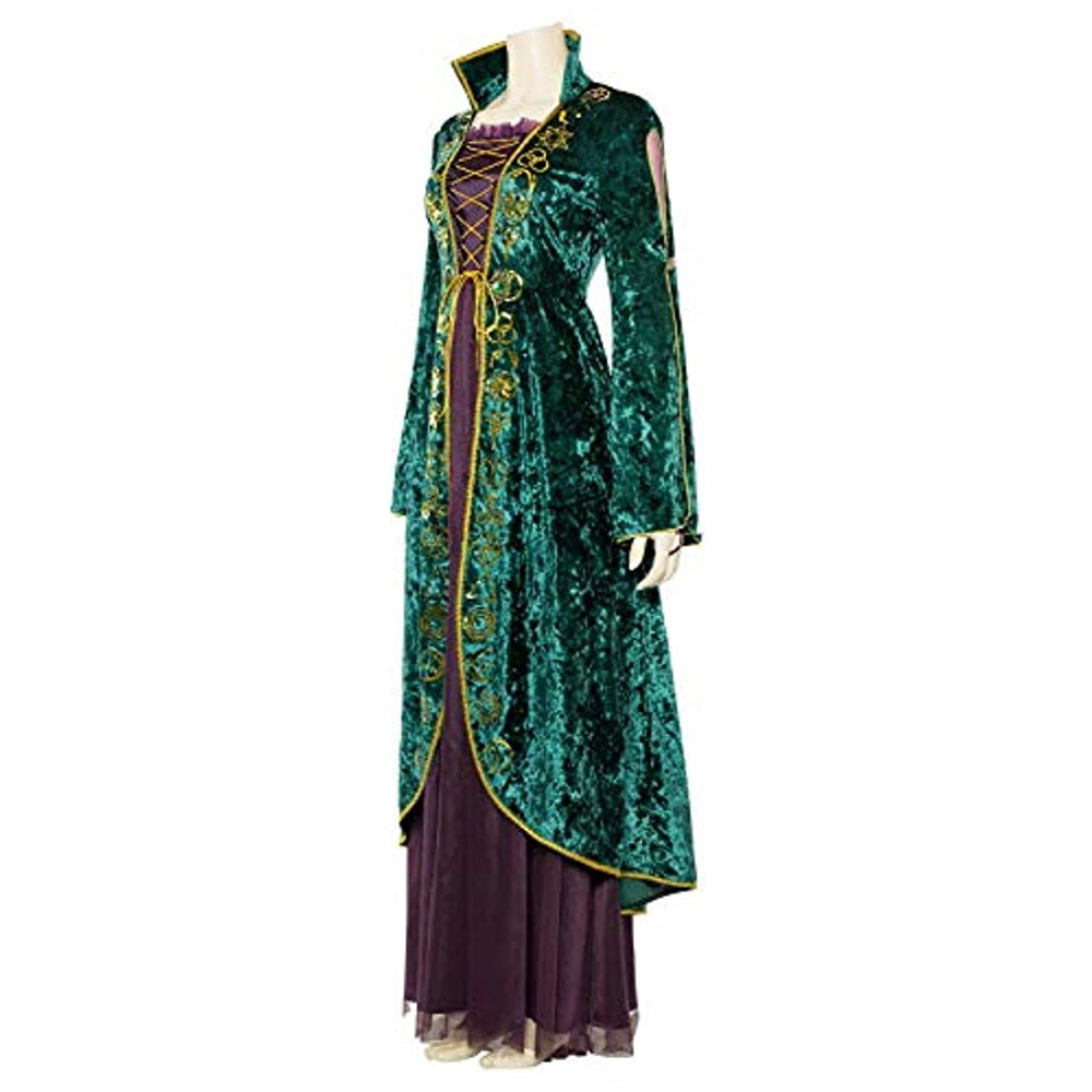 Disfraces Vestido de terciopelo verde Winifred para mujer