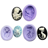 Juego de 3 moldes de resina epoxi ovalados para elipse de silicona con diseño de niña y pájaro, para manualidades, manualidades, decoración de tartas (color al azar)