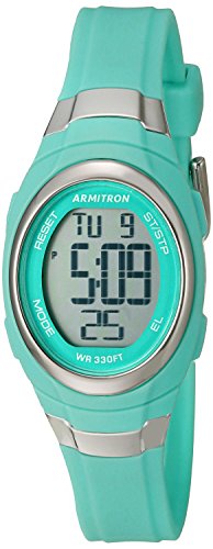 reloj cronógrafo digital con correa de resina en verde