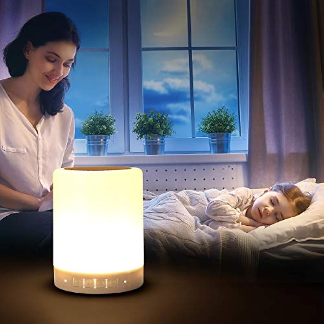 BEIGE Altavoz Bluetooth Luces nocturnas, Altavoces