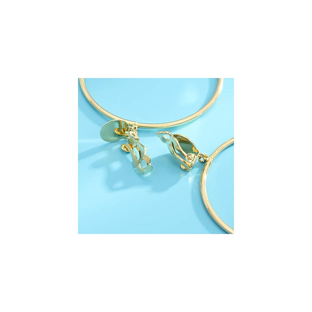 Aretes minimalistas de aro grande de 2 pulgadas con clip