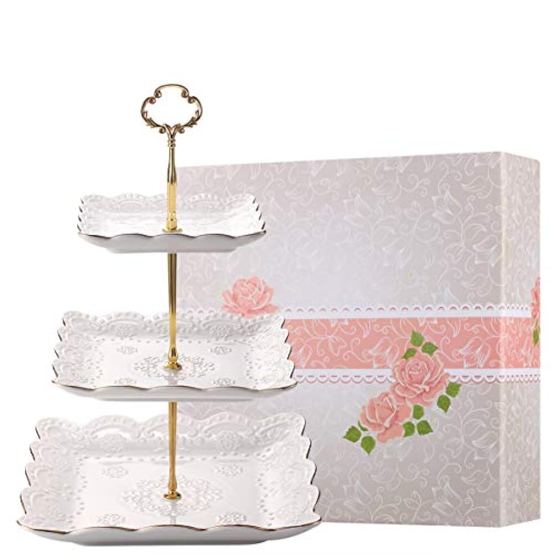 Bases para pasteles Soporte cuadrado de porcelana