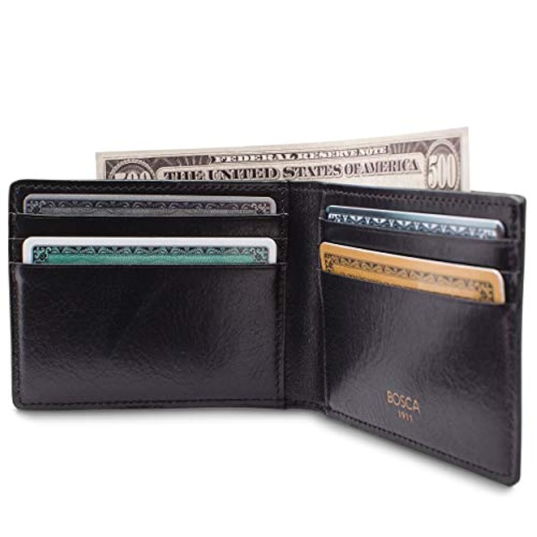 Bosca Cartera pequeña de piel bifold para hombre