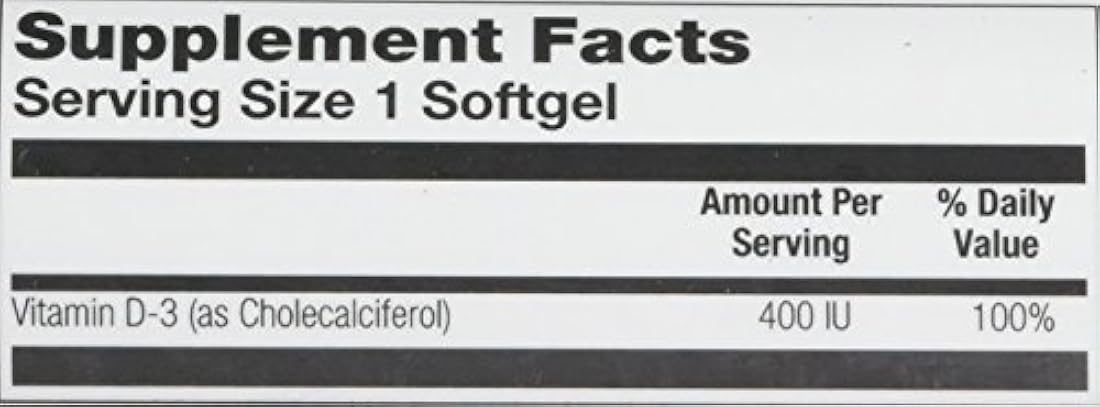 Solaray Vitamina D-3 – 400 IU – 120 °Cápsulas de Gel