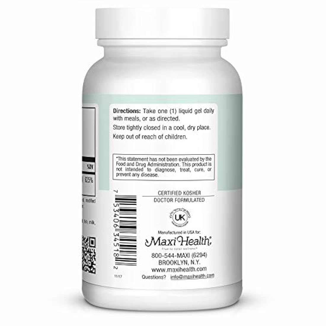 Maxi Health Vitamina natural D3 -"5000 UI" - Suplemento nutricional, D5, 1