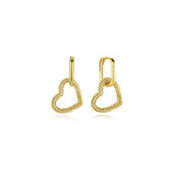 Aretes de aro de corazón chapados en oro de 14 quilates