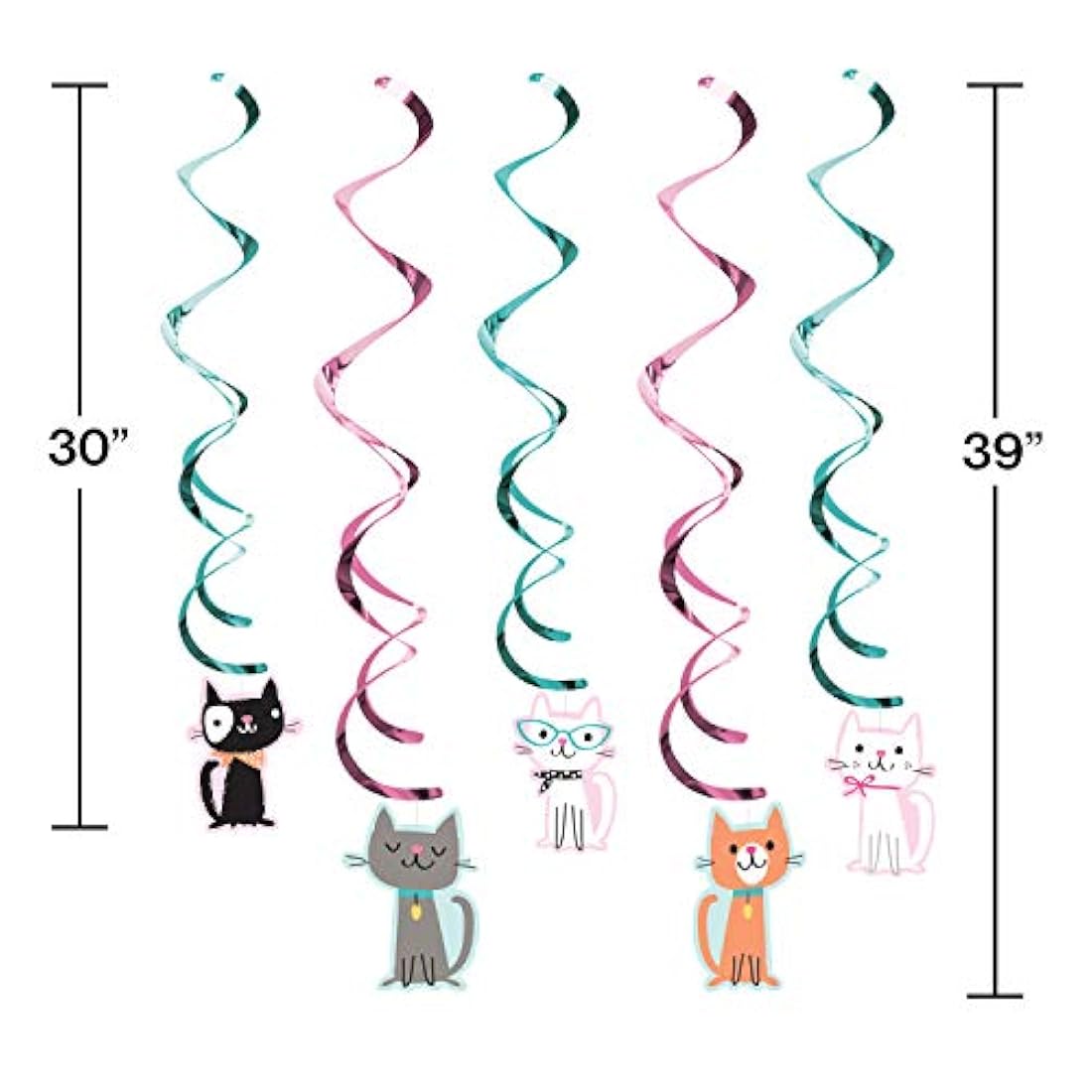 Purr-Fect Party Hanging Remolinos (5 CT)