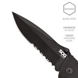 Cuchillo plegable corta correas y rompecristales integrados